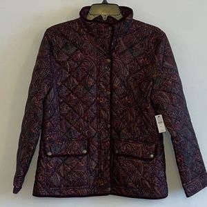 Talbots Burgundy Paisley Quilted Jacket -Petite Large